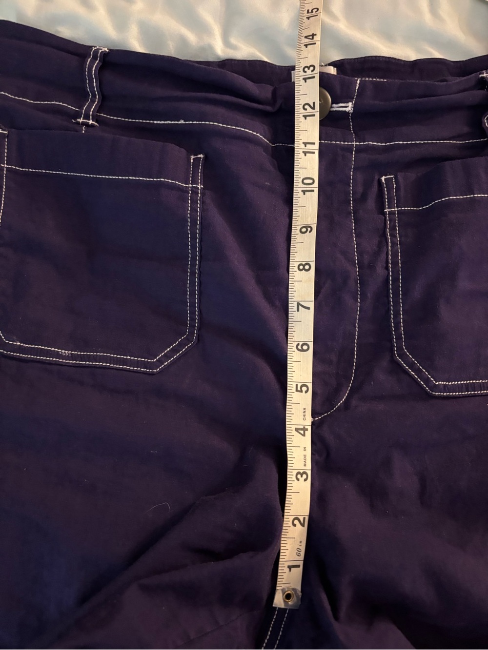 MAEVE The Colette Wide Leg High Rise Anthropologie Purple Contrast Stitch Sz 32 - Picture 8 of 9